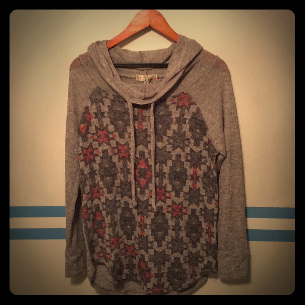 Cozy red black and grey sweatshirt